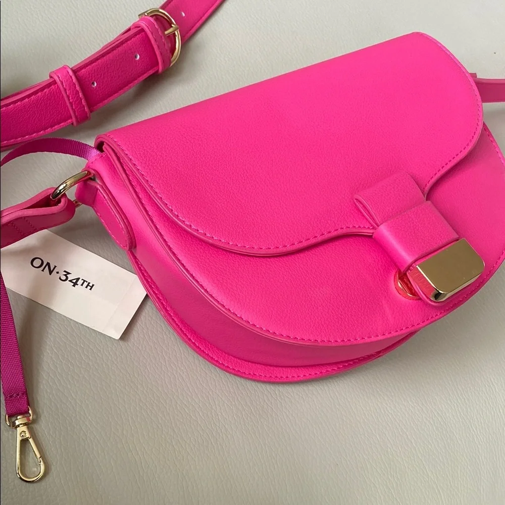 Hot Pink Crossbody Bag with Gold Hardware